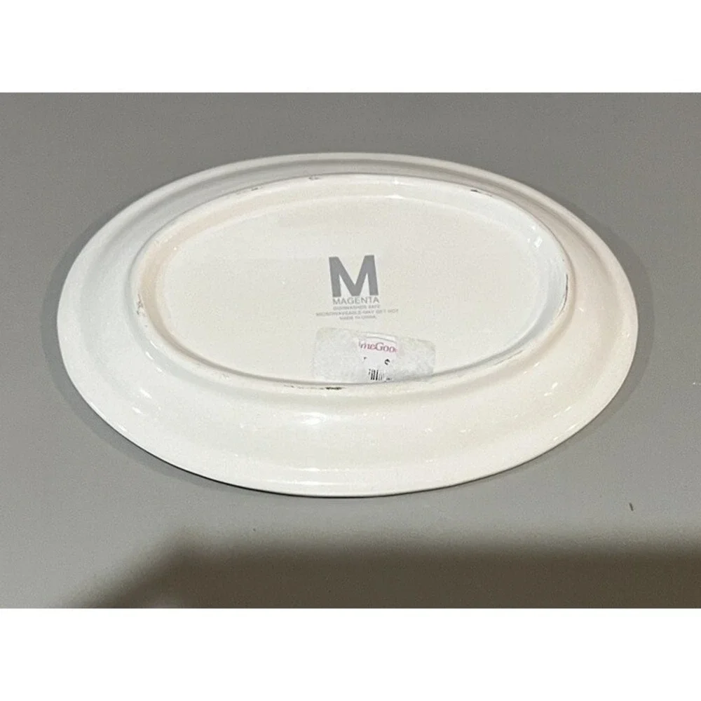 Rare Rae Dunn Farmline M StampedOval Plate Pig OINK
